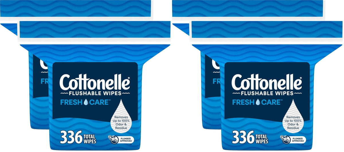 Cottonelle Fresh Care Flushable Wipes, 2 Packs, 168 Wipes per Pack