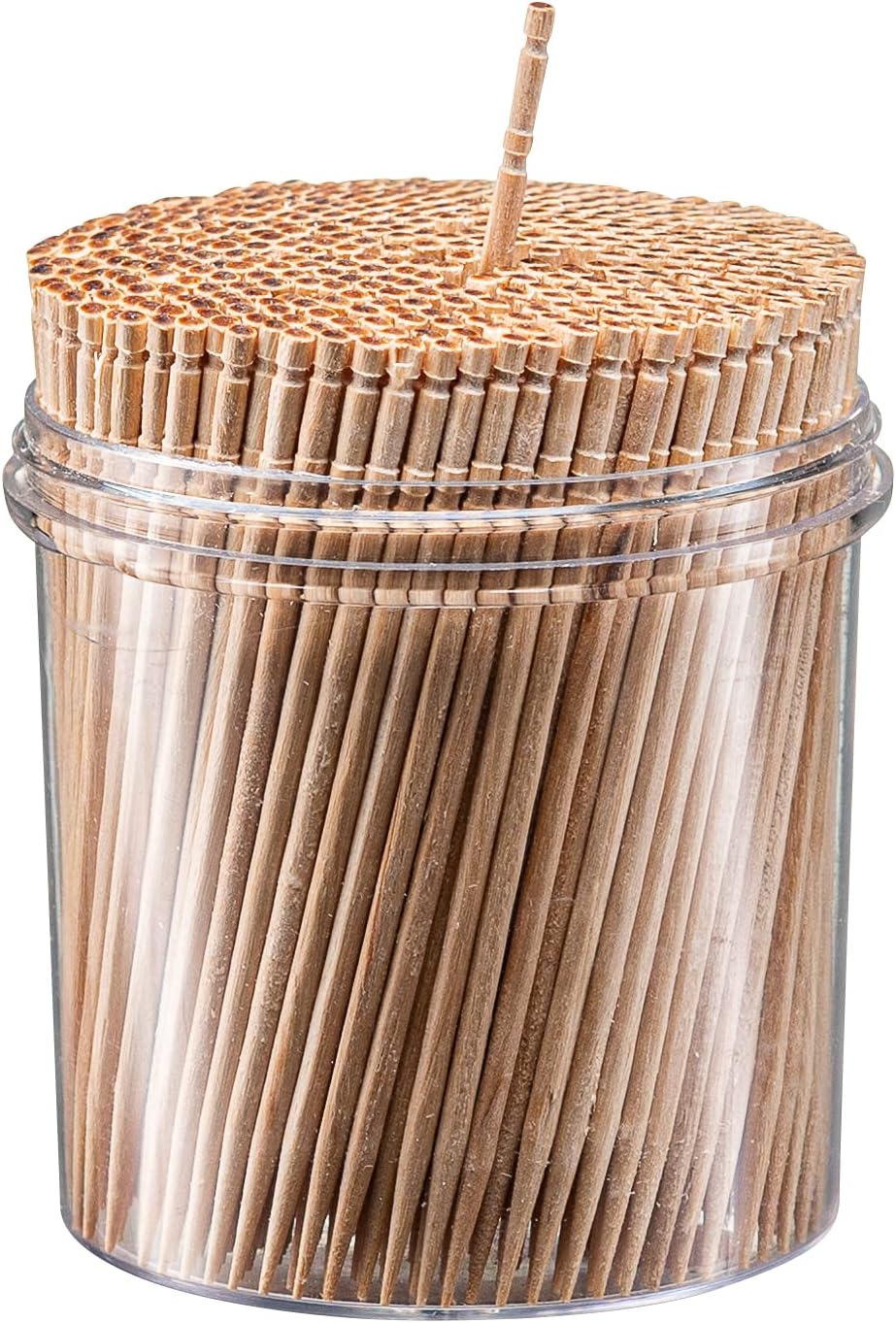 Prestee 2000ct Light Wood Toothpicks + Reusable Toothpick Holder Container, Sturdy Smooth Finish Bamboo Tooth Picks for Teeth, Party Cocktail Picks, Wooden Toothpicks for Appetizers