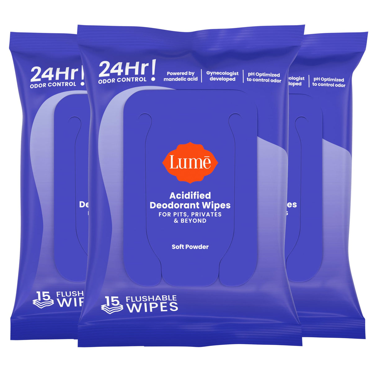 Lume Acidified Deodorant Wipes - 15 ct, 3 pk (Cool Cucumber)