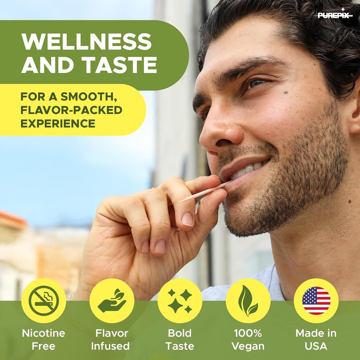 PurePix Mullein Pix Flavored Toothpicks, 5-Flavor Variety Pack