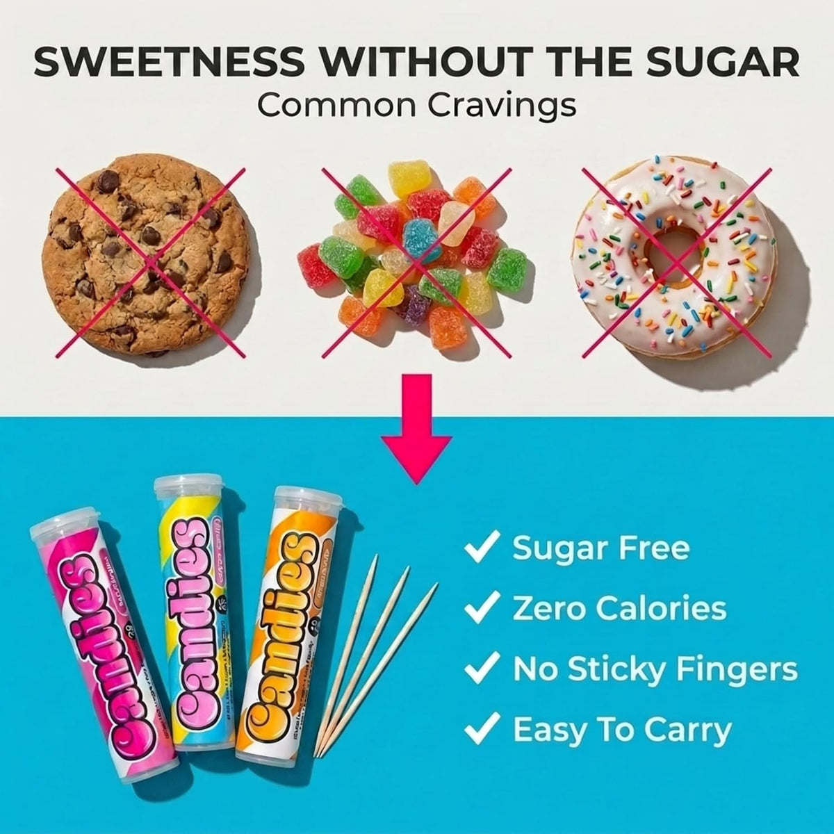 Xero Picks Candies - Infused Flavored Toothpicks (Candies Variety, 5 Pack - 100 Picks) Bubblegum, Pina Colada, Orange Creamsicle, Cotton Candy, Snow Cone and Candy Cane