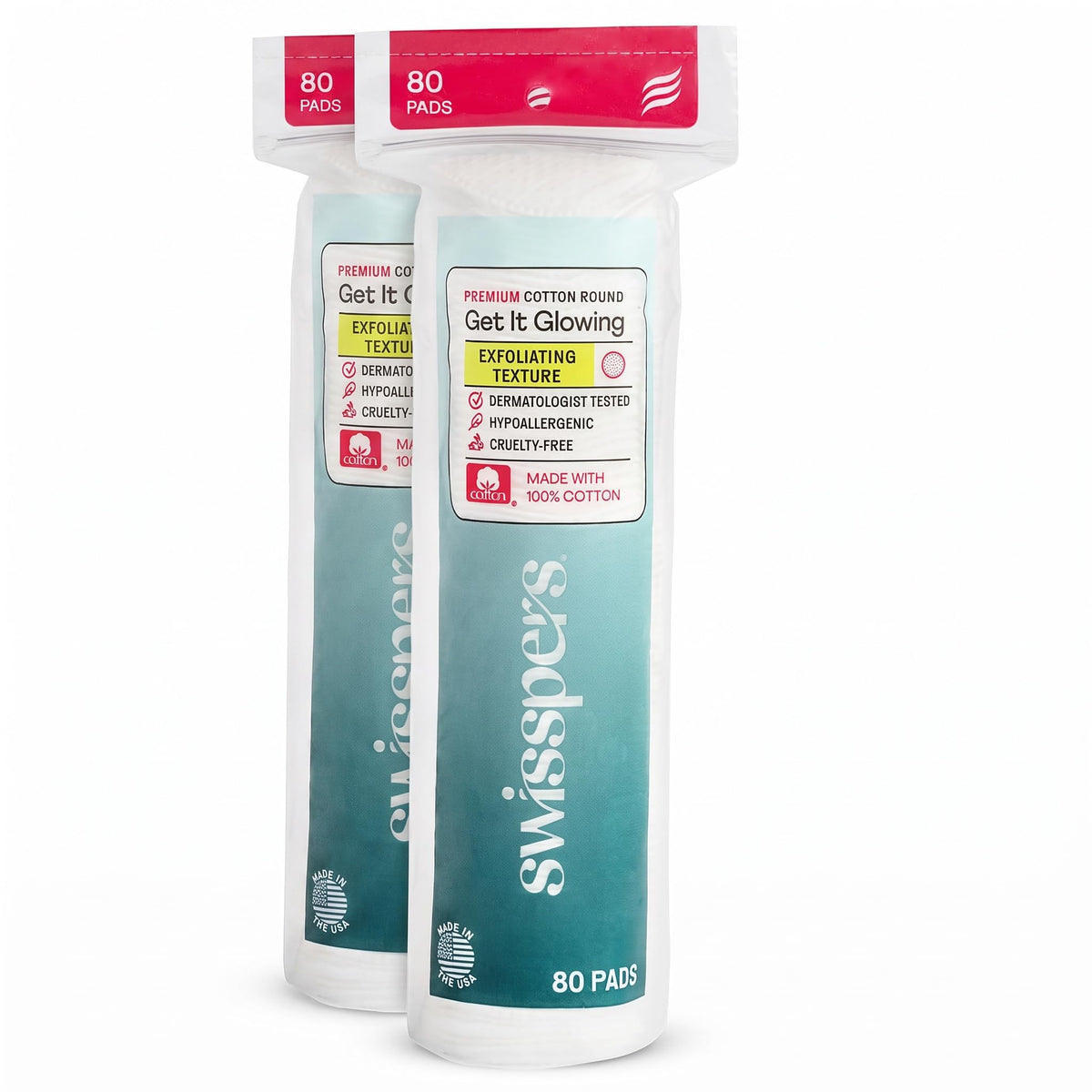Swisspers Premium Cotton Rounds, Dual-Sided, 100 Count (Pack of 6)