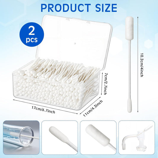 Lounsweer 400pcs Long Cotton Swabs with Storage Case 4'' XL Cotton Buds