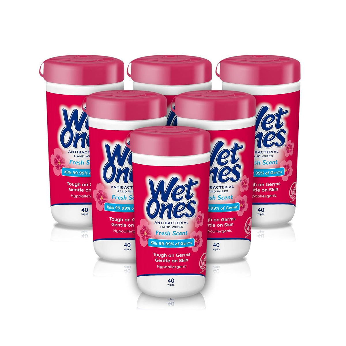 Wet Ones Antibacterial Hand Wipes, Fresh Scent, 40 ct Canister (6 Pack)