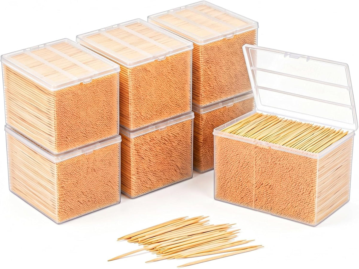 25200 Pcs Bamboo Wooden Toothpicks, Double Sided