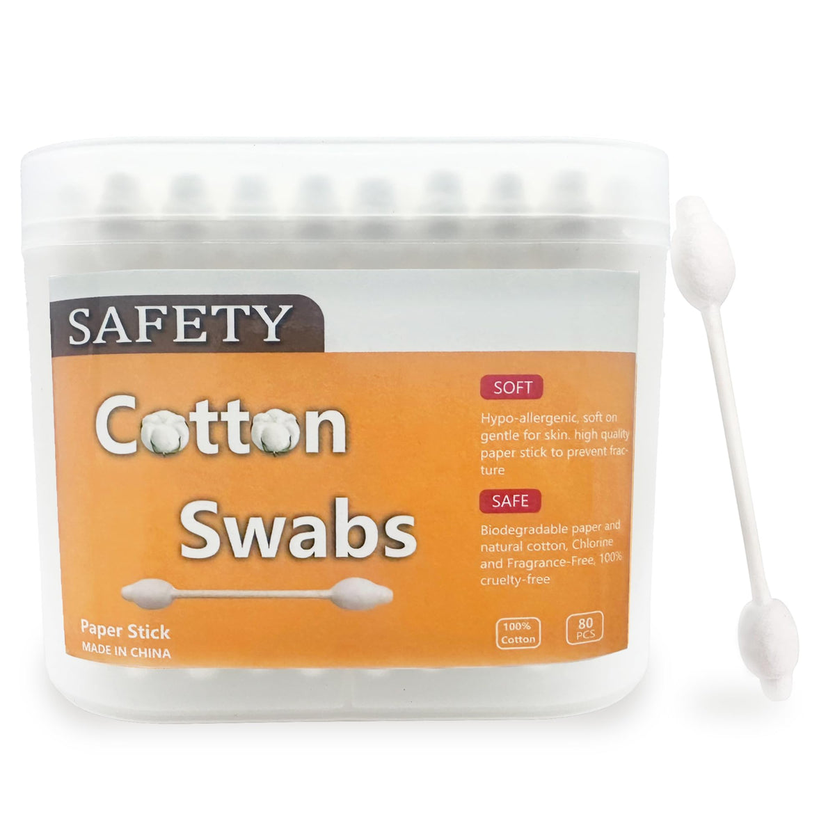 4 Packs Safety Cotton Swabs with Large Tips, Baby Cotton Buds 432pcs
