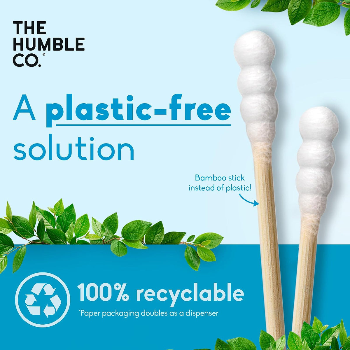 The Humble Co. Bamboo Cotton Swabs, Ear Cleaning, Spiral Design (600 Count)