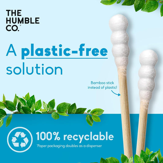The Humble Co. Bamboo Cotton Swabs, Ear Cleaning, Spiral Design (600 Count)