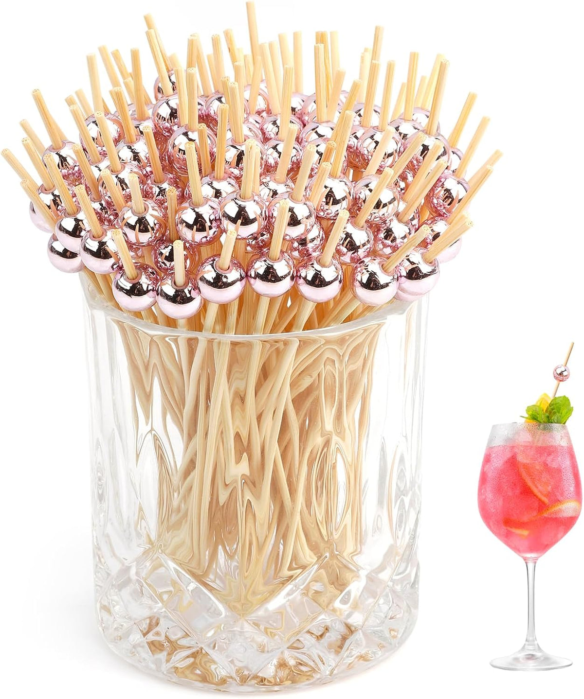 Cocktail Picks Rose Gold Flavored Toothpicks 450PCS 4.7in Fancy Toothpicks for Appetizers Tooth Picks Wooden Cocktail Toothpicks Cocktail Picks for Drinks Long Toothpicks for Charcuterie Boards