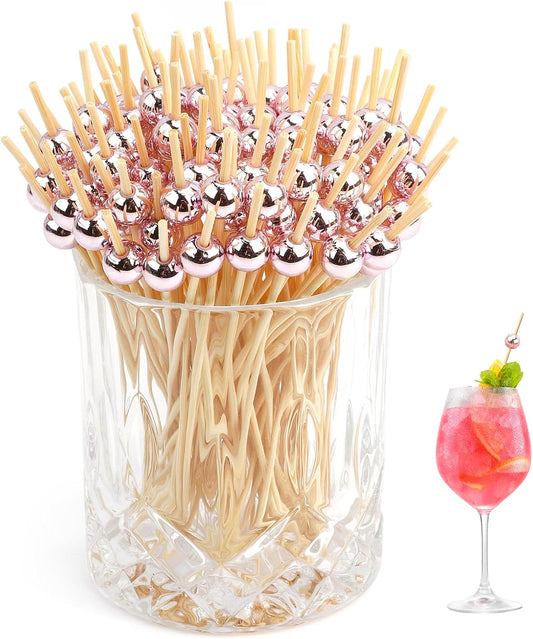 Cocktail Picks Rose Gold Flavored Toothpicks 450PCS 4.7in Fancy Toothpicks for Appetizers Tooth Picks Wooden Cocktail Toothpicks Cocktail Picks for Drinks Long Toothpicks for Charcuterie Boards