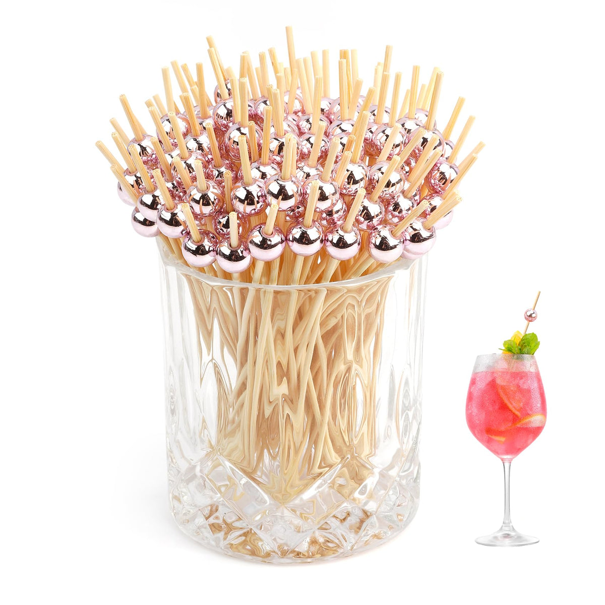 Cocktail Picks Rose Gold Flavored Toothpicks 450PCS 4.7in Fancy Toothpicks for Appetizers Tooth Picks Wooden Cocktail Toothpicks Cocktail Picks for Drinks Long Toothpicks for Charcuterie Boards