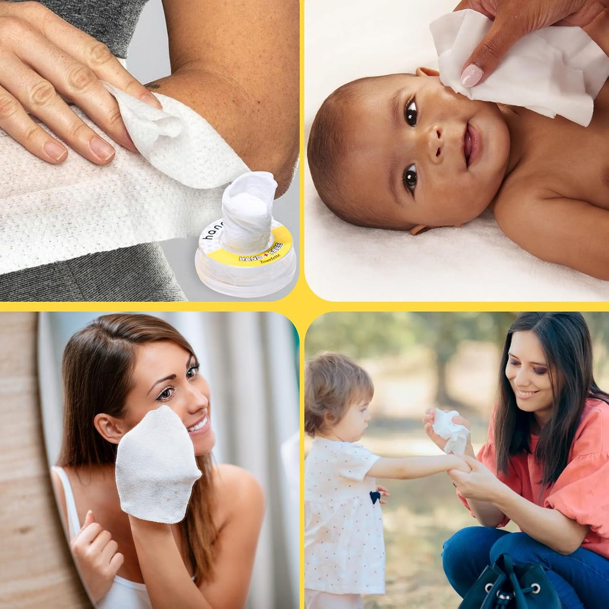 Hand Pop Lemon Scented Wipes - 24 Pack of Travel Size Wet Towelettes, Alcohol-Free, Wipes for Skin Hydration, Convenient, Eco-Friendly, Refreshing, Fits in Gym Bag, Purse, Pocket, or Luggage