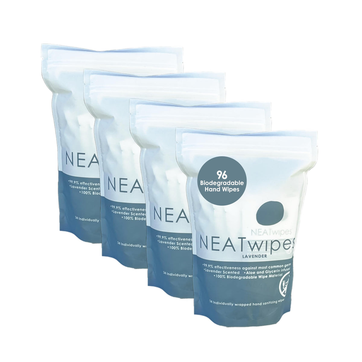 NEATwipes Sanitizing Wipes for Adults, Travel Size (Lavender, 24 Wipes)