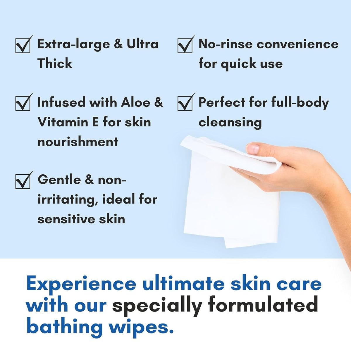 Nurture Rinse Free Bathing Disposable Adult w/Aloe Waterless Care -48 Wipes