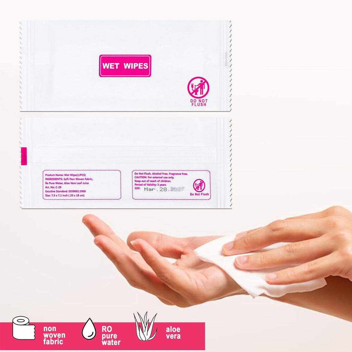100 Pack Wet Wipes Individually Wrapped, Individual Hand Wipes