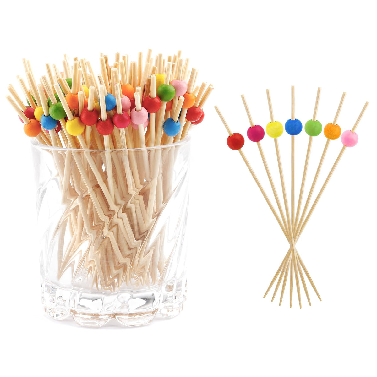 400pcs 4.7inch Cocktail Toothpicks For Drinks Appetizer Toothpicks Decorative Toothpicks Cocktail Sticks For Garnish Toothpicks Wooden White Pearl Party Toothpicks For Homecoming, Bachelor Party