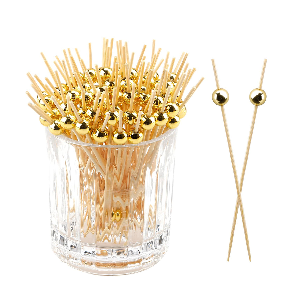 400pcs 4.7inch Cocktail Toothpicks For Drinks Appetizer Toothpicks Decorative Toothpicks Cocktail Sticks For Garnish Toothpicks Wooden White Pearl Party Toothpicks For Homecoming, Bachelor Party