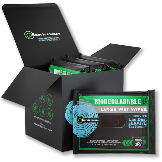 Surviveware Biodegradable Wipes for Men or Women