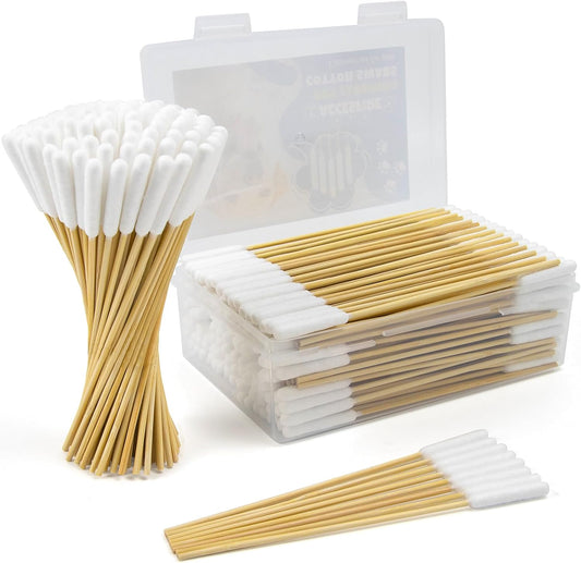 200PCS Professional Dog Ear Swabs in Box, 6" Long Cotton Swabs