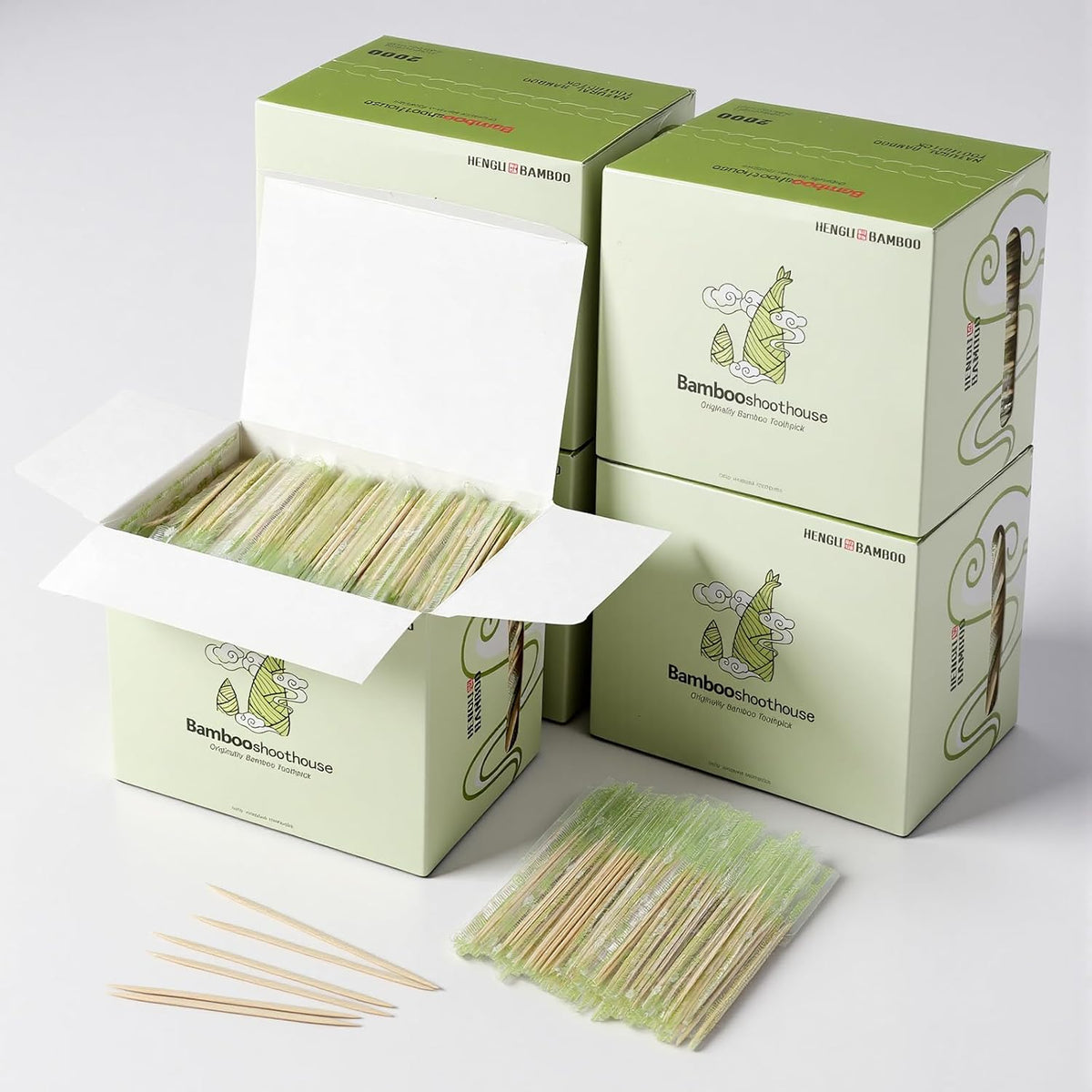 Kifmurase 8000 Pcs Bamboo Wooden toothpicks with Individually Wrapped Package 2.5 Inch Double Point Disposable Cocktail Picks for Appetizer Commercial Restaurant Food Fruit BBQ Teeth Cleaning