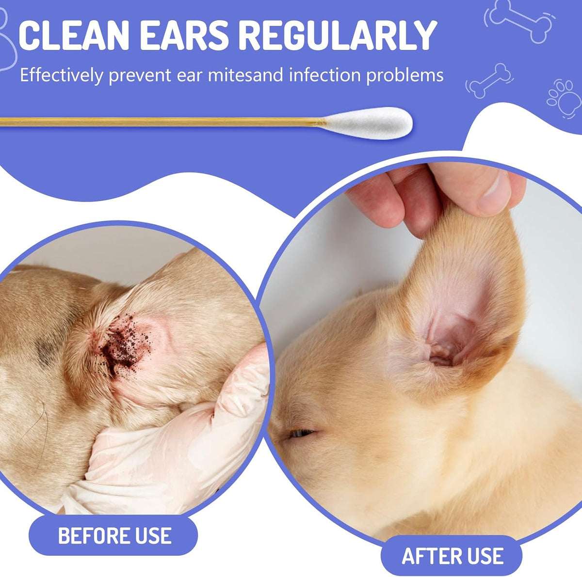 200PCS Large Cotton Swabs in Storage Box, 6 Inch Dog Ear Swabs