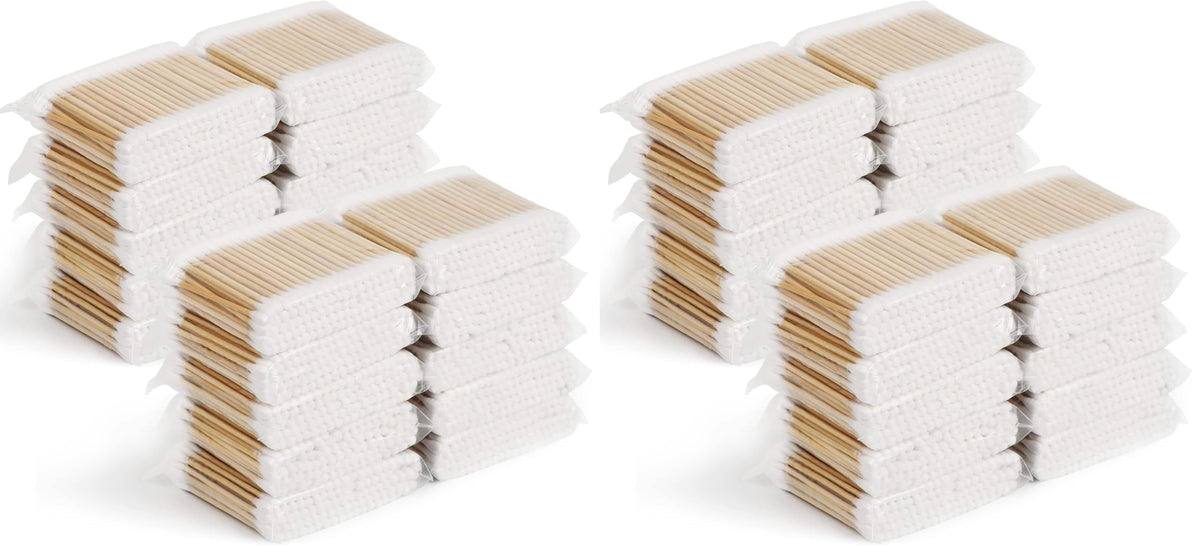 Cotton Swabs 2000ct (20 Pack) With Wooden Sticks, Double-Tipped Cotton Buds