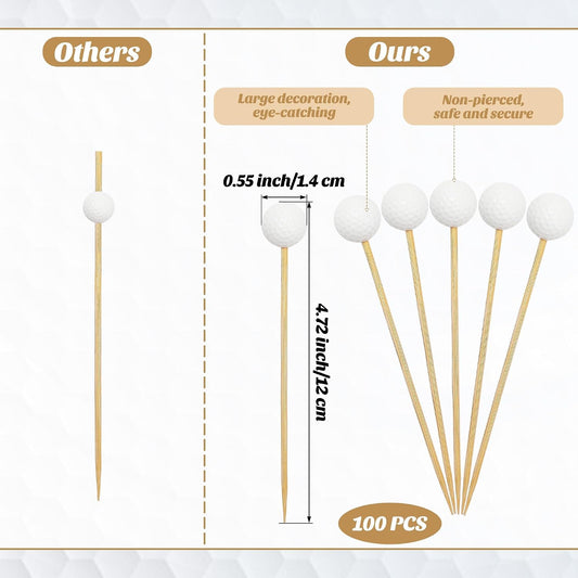 Aodaer 100 Pcs Golf Toothpicks 4.7 Inch Golf Cocktail Picks Skewers