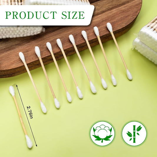 11000 Pcs Double Round Cotton Swabs Bulk Travel Size Cotton Buds with Wooden Sticks for Ear Cleaning, Makeup, Daily Use, Pet Care, Arts Crafts