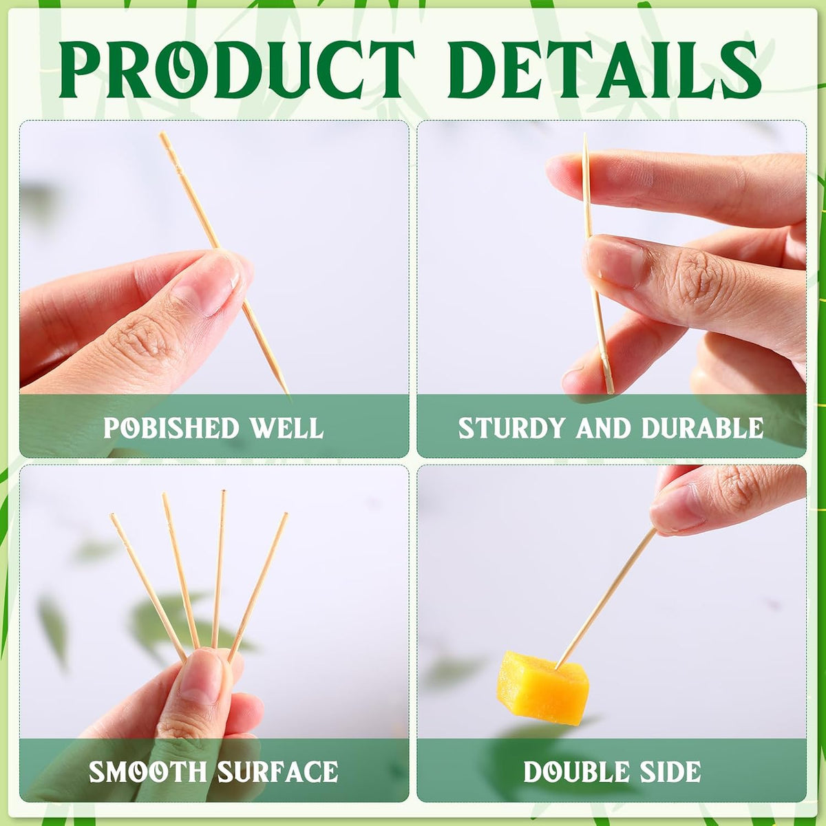 Jerify 15000 Pcs Bamboo Round Toothpicks Bulk, Wooden with Clear Box