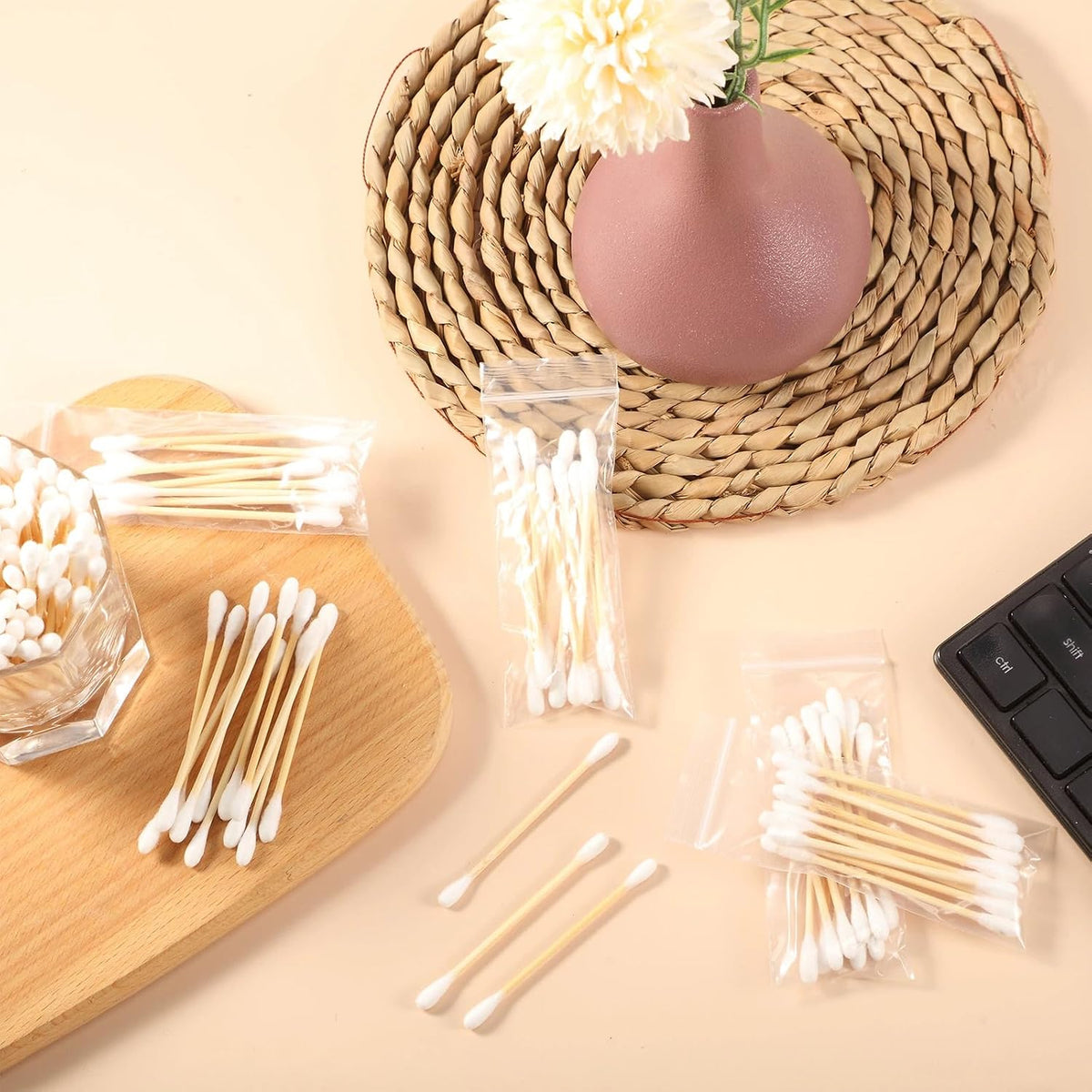 Demissle 2400 Pcs in 240 Packs Travel Size Cotton Swab Individually Wrapped