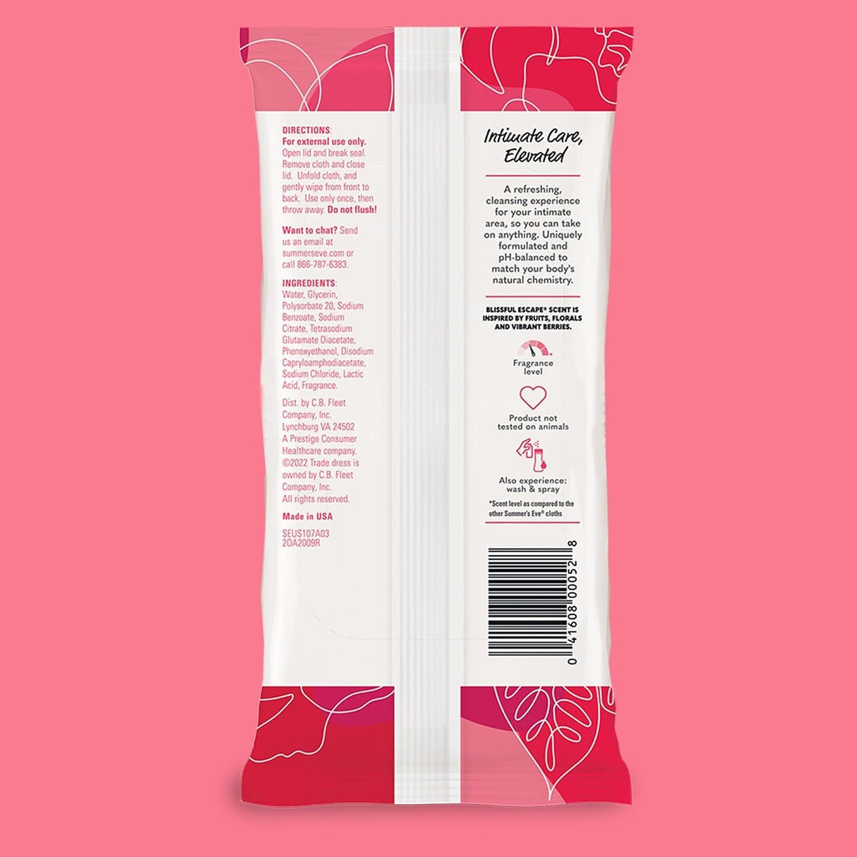 Summer's Eve Refreshing Feminine Wipes, Blissful Escape, 32 Count, 4 Pk