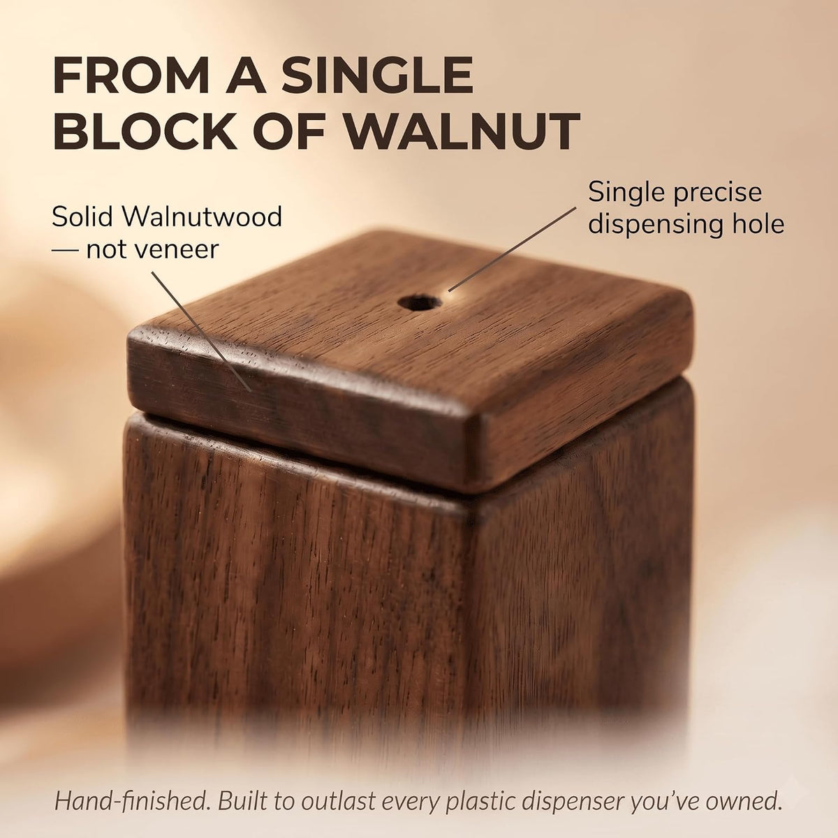 Walnut Wood Toothpick Dispenser with Magnetic Lid, Toothpick Holder