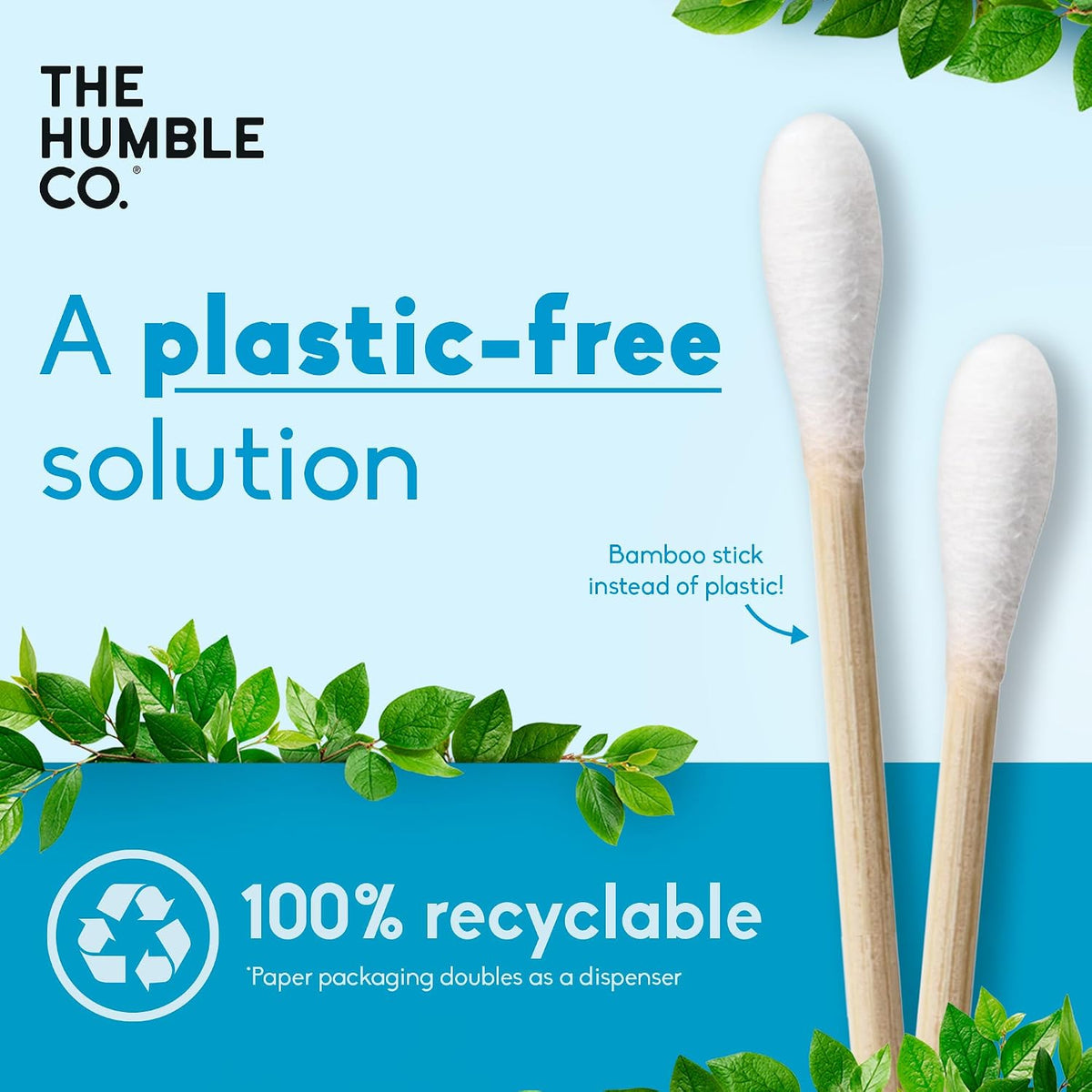 The Humble Co. Bamboo Cotton Swabs, Ear Cleaning, White (600 Count)