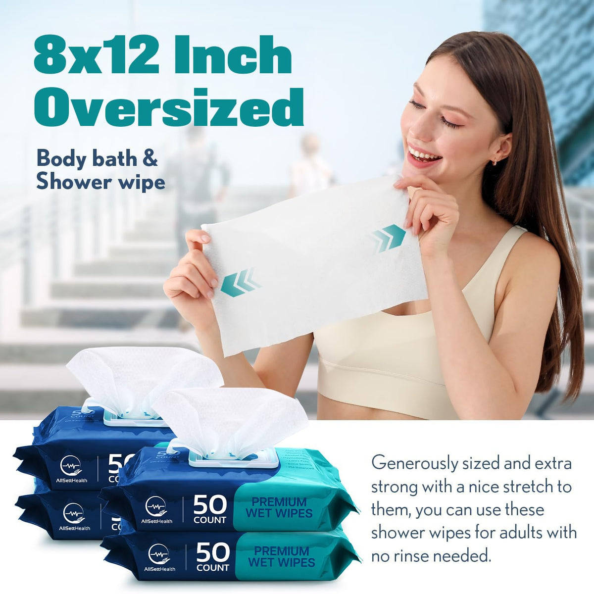 Body Wipes for Adults Bathing No Rinse - (200 Ct) - Adult Wipes for Elderly