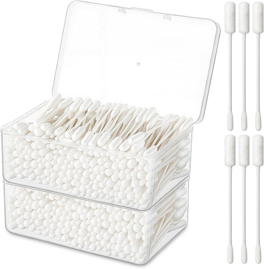 Lounsweer 400pcs Long Cotton Swabs with Storage Case 4'' XL Cotton Buds