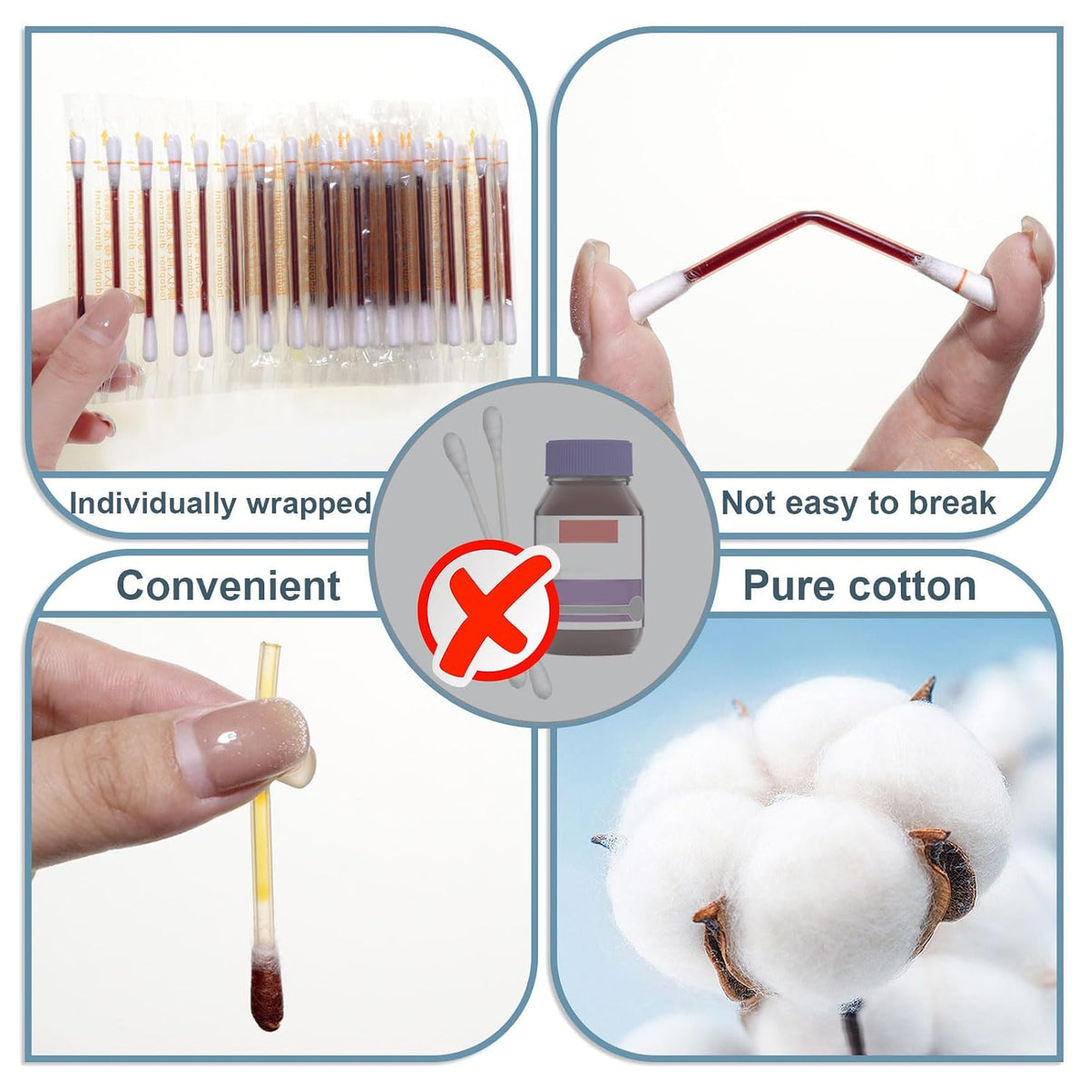 Disposable Iodine Cotton Swabs, Individually Wrapped Bulk (White 400)