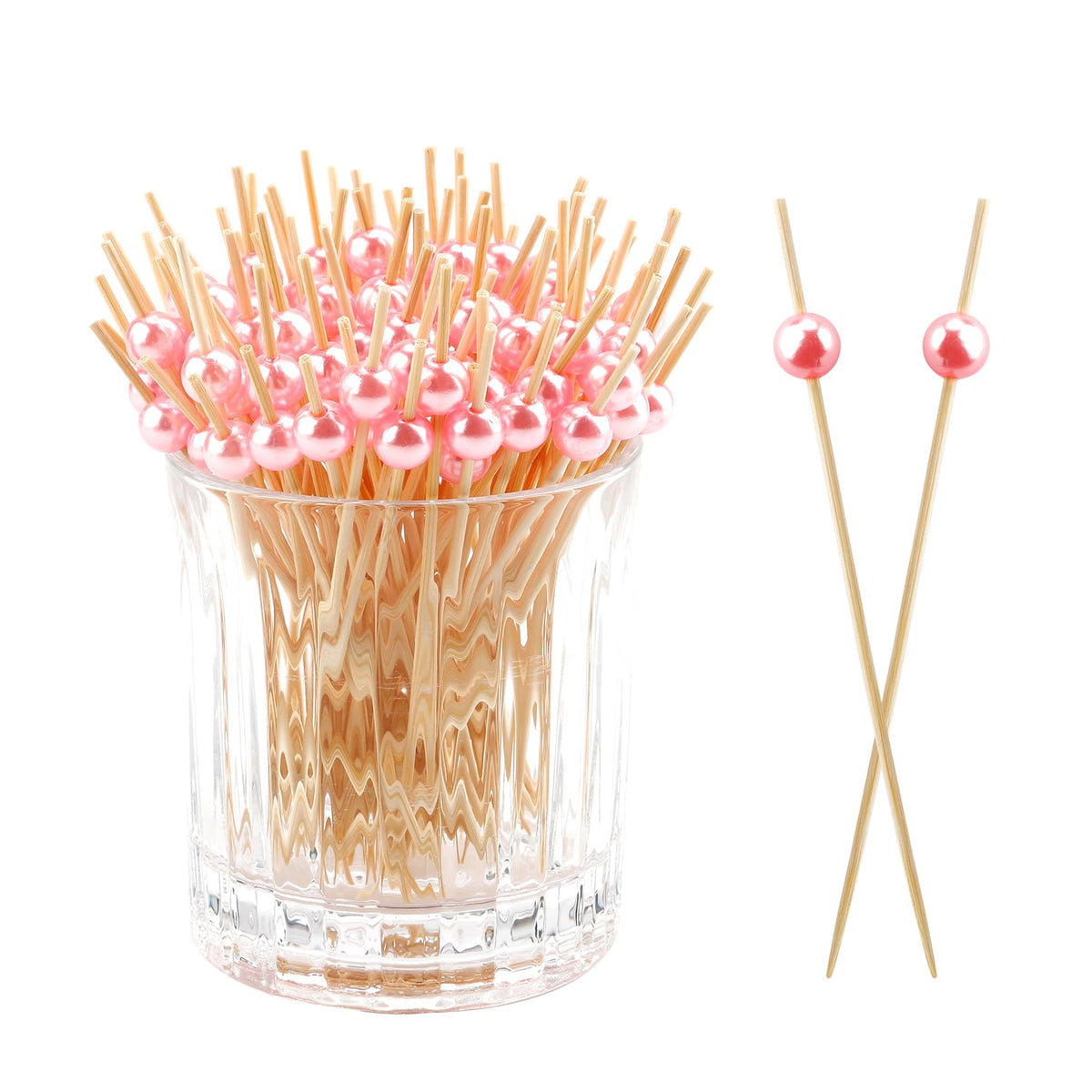 400pcs 4.7inch Cocktail Toothpicks For Drinks Appetizer Toothpicks Decorative Toothpicks Cocktail Sticks For Garnish Toothpicks Wooden White Pearl Party Toothpicks For Homecoming, Bachelor Party