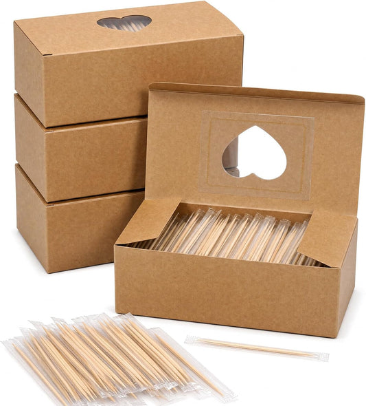 4000 Pcs Individually Wrapped Wooden Toothpicks Bulk 2.5"