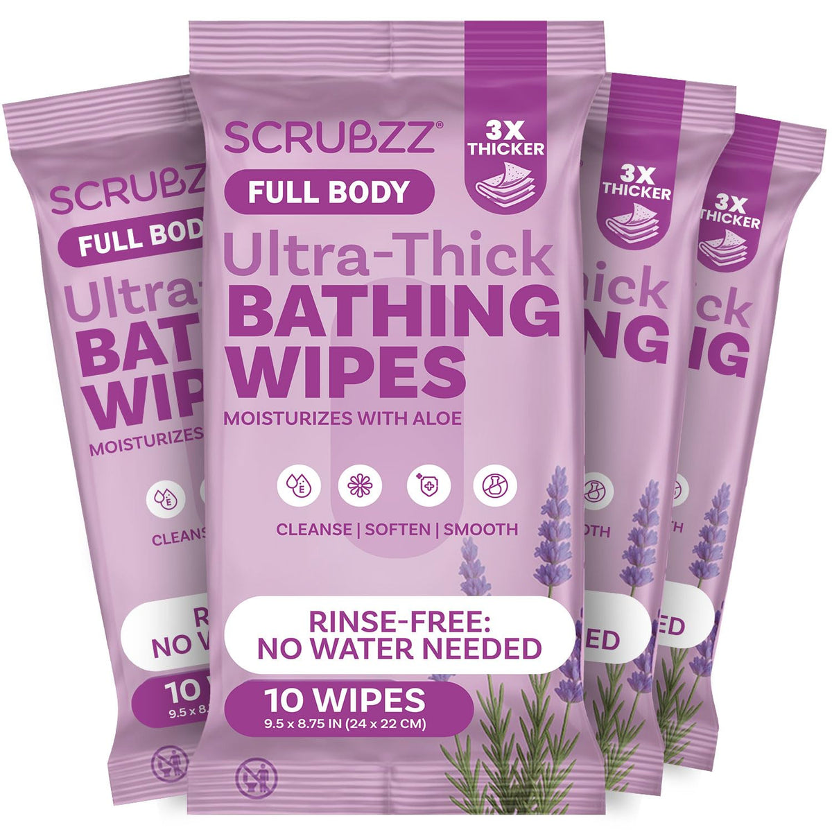 Extra Large Body Wipes for Adults Bathing No Rinse - 80 Ultra Thick Disposable Shower Wipes for Men, Women & Elderly - Great for Gym, Camping, Post Surgery