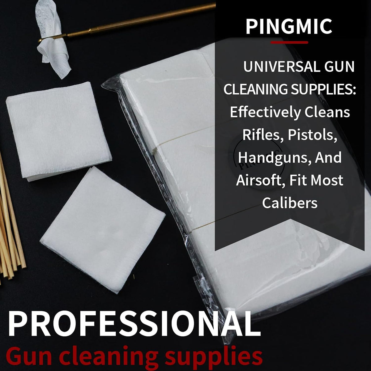 Gun Cleaning Supplies - Gun Cleaning Patches and Long Cotton Swabs Set