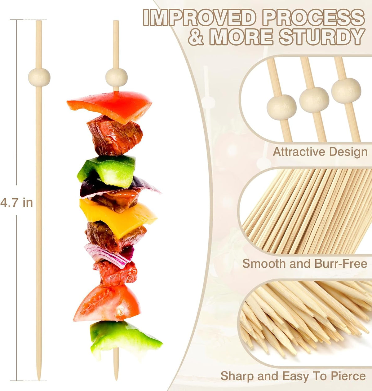 1000PCS Cocktail Picks, Natural Wooden Ball Fancy Toothpicks for Appetizers
