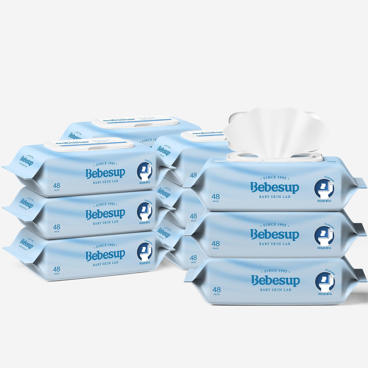 BEBESUP- Korea’s #1 Zero Harsh Chemicals Baby Wipes- Water Based Hypoallergenic Unscented Extra-Thick Organic baby wipes for sensitive skin Zero skin irritants Flip-Top 640 Count (8 Packs)