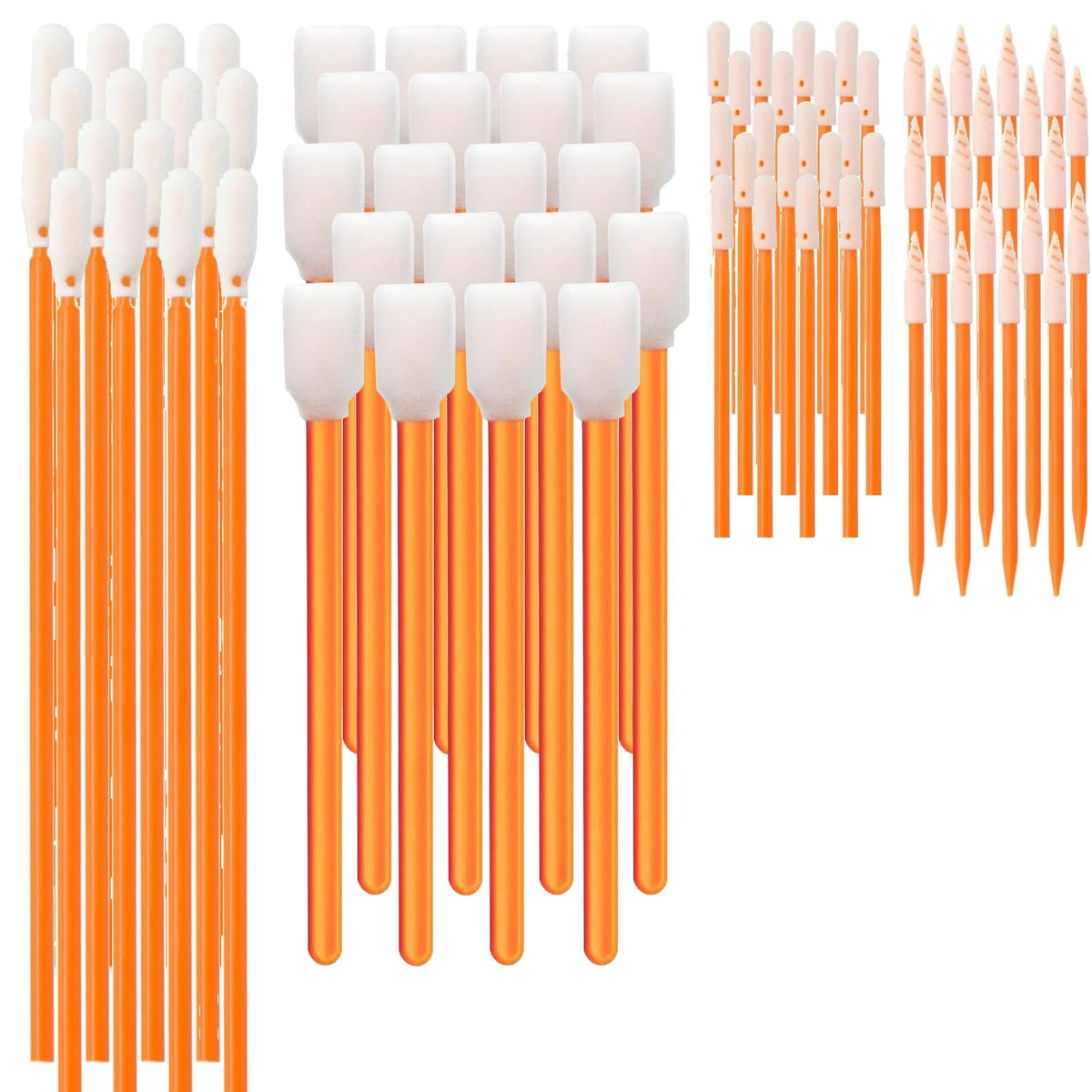 Wellgler's 200pcs Foam Cleaning Swabs, Multi-Purpose Cleanroom Foam Tip Cleaning Swab Kitip Cleaning Swab Kit (Orange)