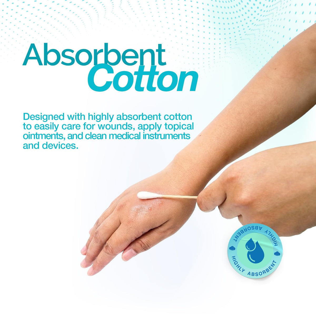 Dynarex Cotton Tipped Wood Applicators - 3" - Sterile - Medical Swabs for Wound Care, Cleaning, Crafts - 10 Boxes per Case, 100 Pouches per Box, 2 Applicators per Pouch