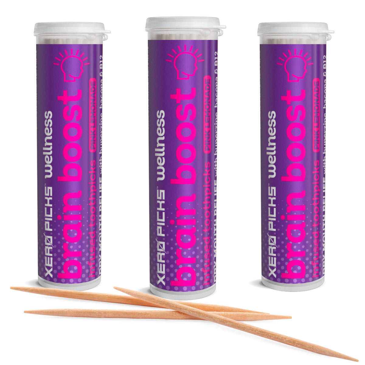 Xero Picks Wellness Flavored Toothpicks - Brain Boost, Immunity, Rest & Relax, Joint Health, and Energy Boost - 100 Picks (Variety, 5 Pack) Kosher - Sugar Free