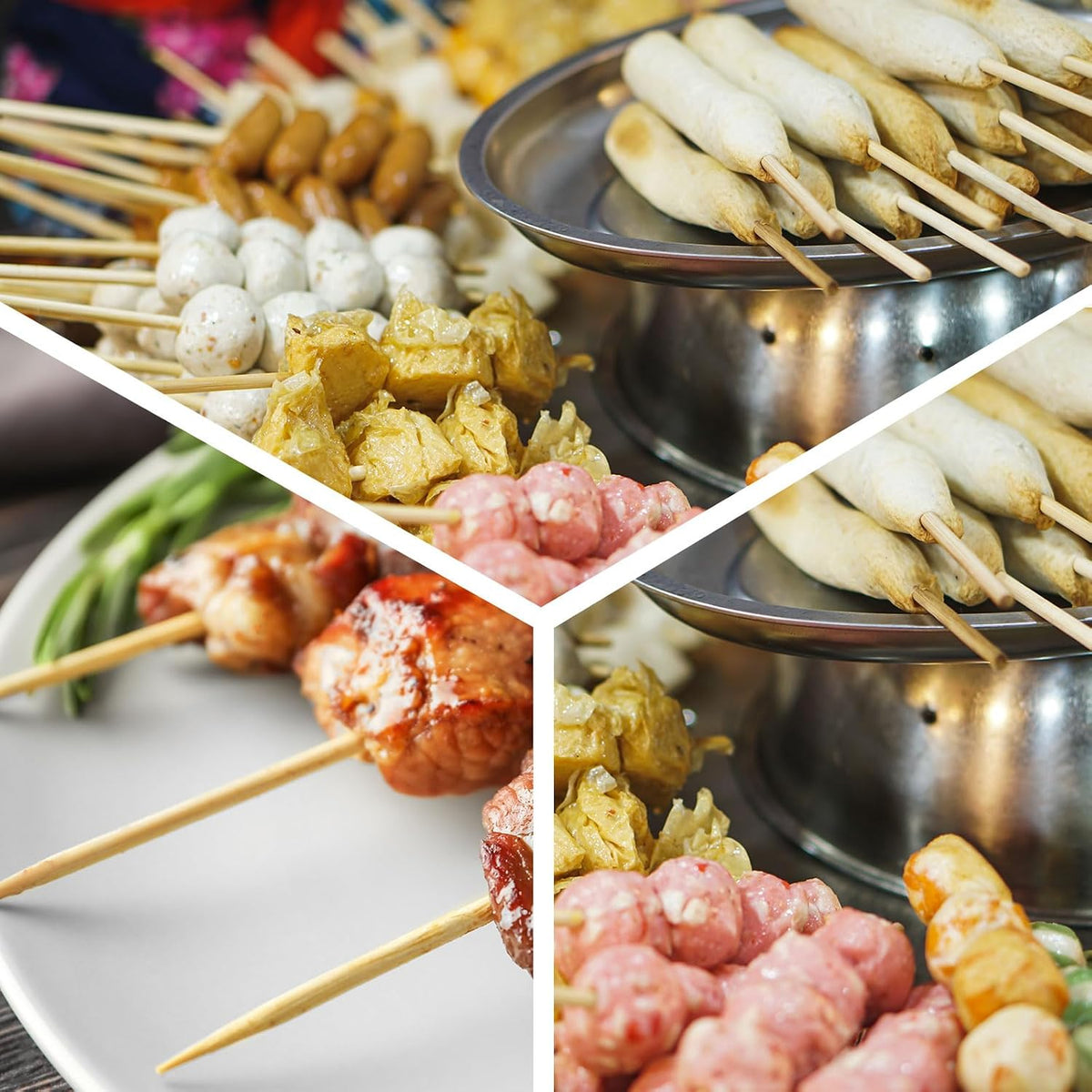 HARFINGTON 100pcs Bamboo Skewers Sticks 20 Inch 5mm Dia Natural Wooden Cocktail Picks for Barbecue Appetizers Grilling Fruit