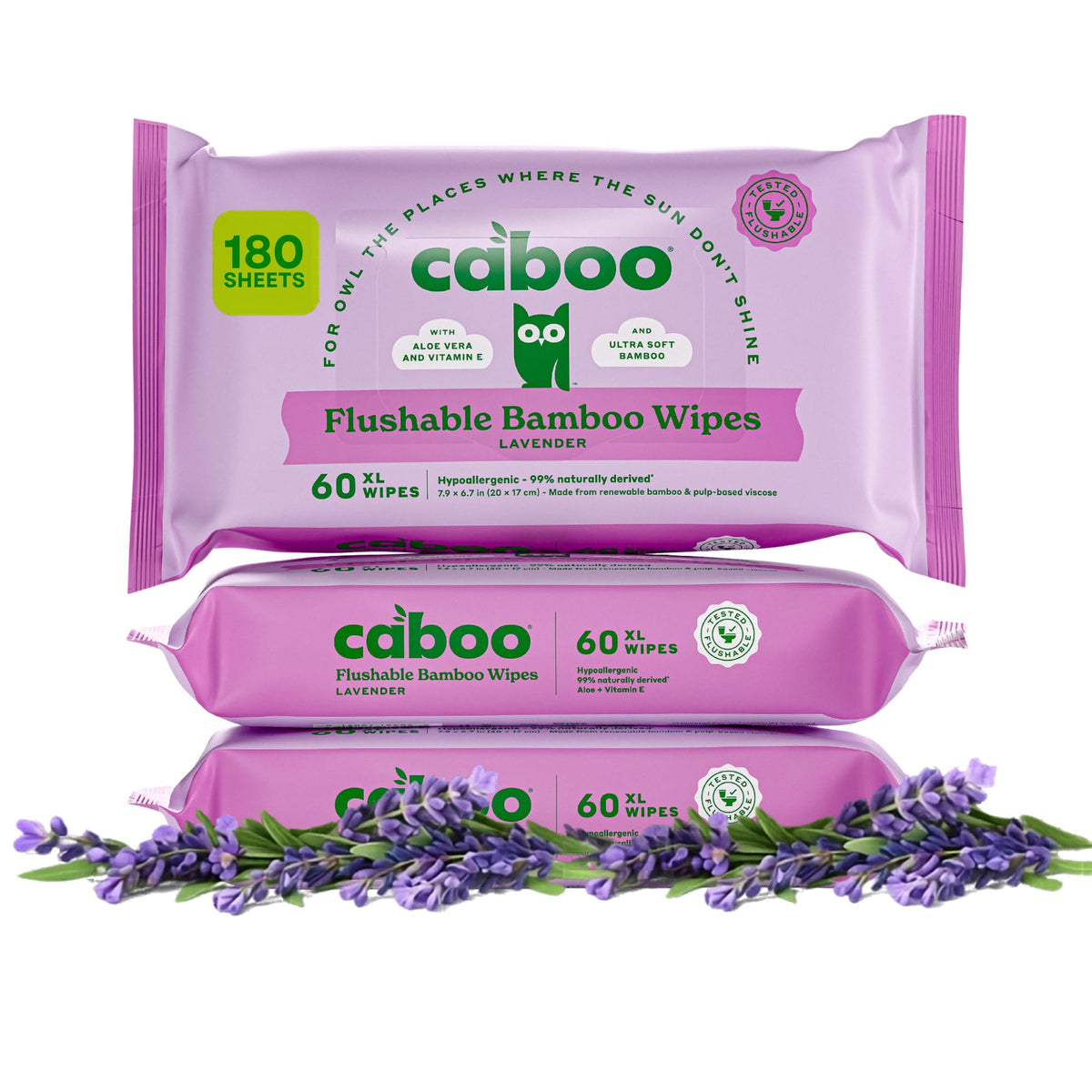 Caboo Tree Free Flushable Wipes, Septic Safe, 180 Wipes
