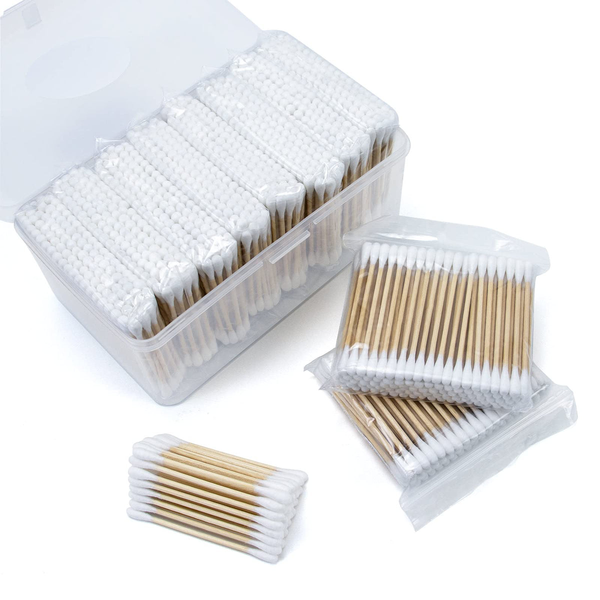 Bcowos 3" Bamboo Cotton Swabs, Double Tips, 2000 Count(20 Pack)