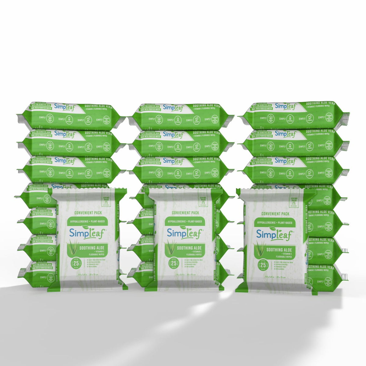 Simpleaf Flushable Wet Wipes Aloe Vera | Plastic Free, Paraben & Alcohol Free | Hypoallergenic & Safe for Sensitive Skin | Soothing Aloe Formula | Adult Toilet Wipes (6 x 50 Count Pack) 300 Count