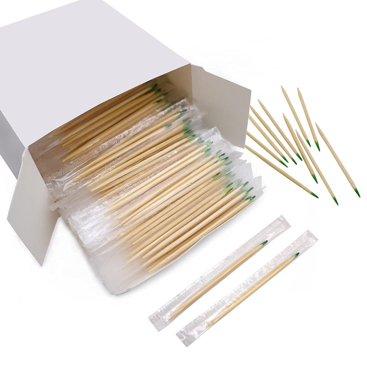 BLUE TOP Wood Bamboo Individually Cello Wrapped Toothpicks 2.5 Inch Pack 4000,Appetizer Picks Food Pick for Appetizers,Cocktails,Fruits,Olive,BBQ Picks.